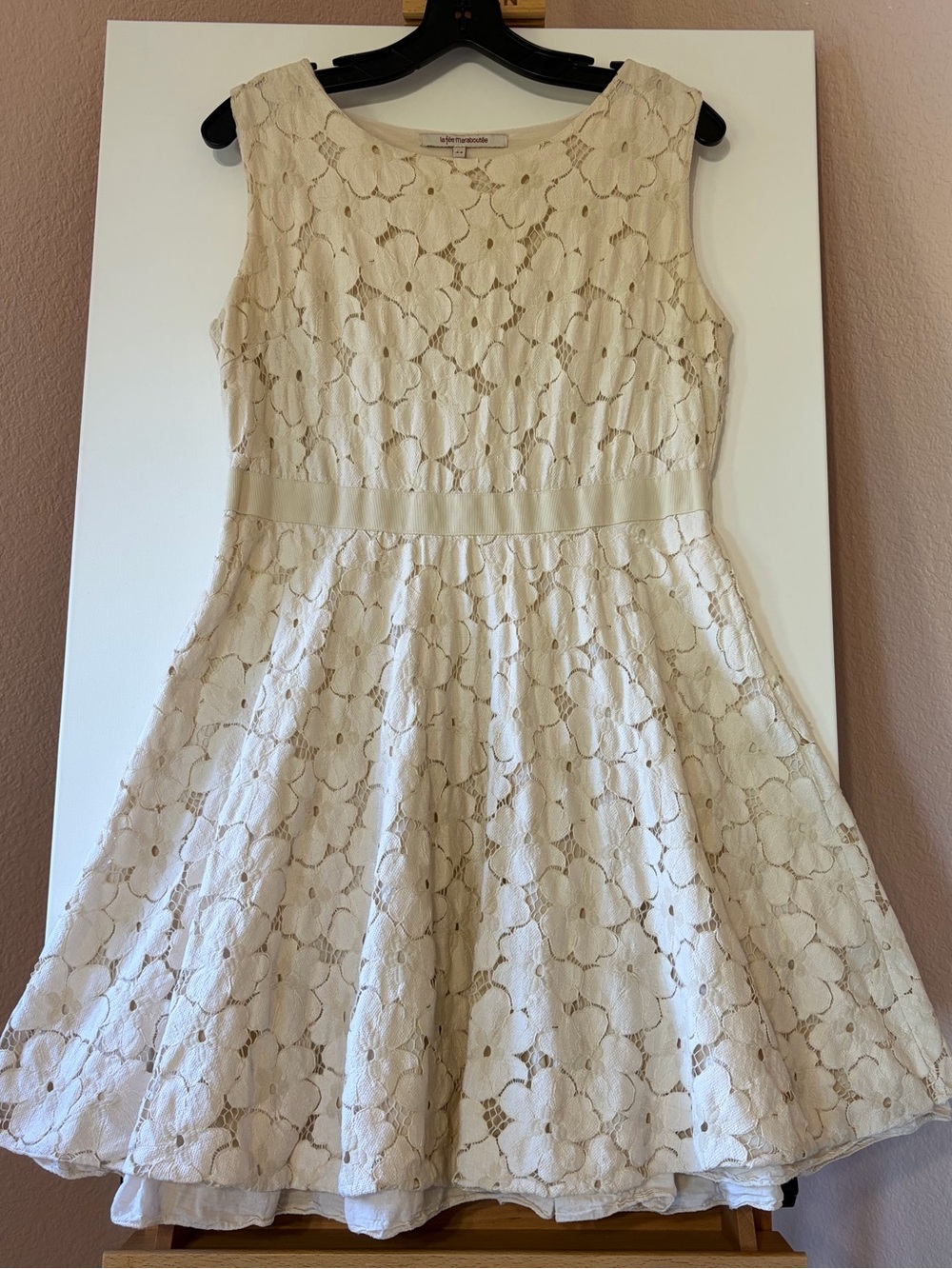 La Fee Mariboutee French Floral Cotton Lace Dress Size Large EU 44 Ivory Cream
